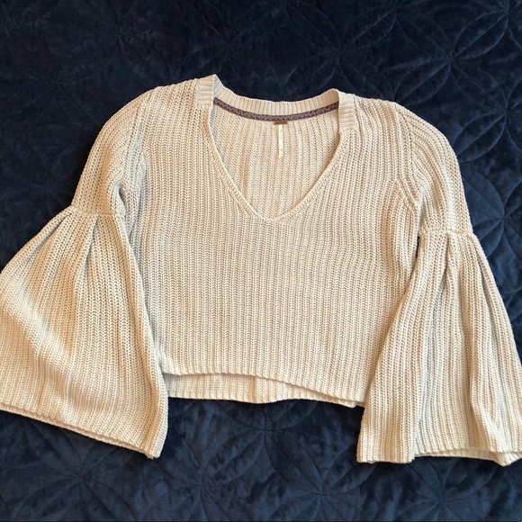 Free People Bell Sleeve Cropped Sweater - Picture 2 of 4